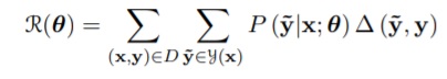 Instead of maximizing log-likelihood of “gold” (real) training examples, sample hypotheses ỹ from the model during training and minimize risk.