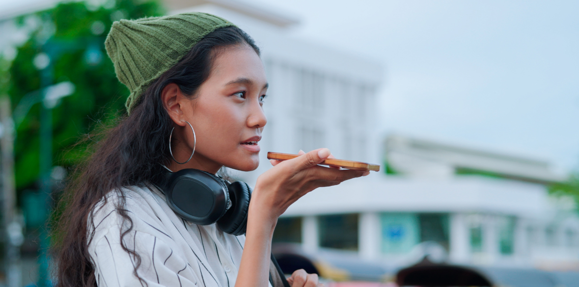 Woman holding phone