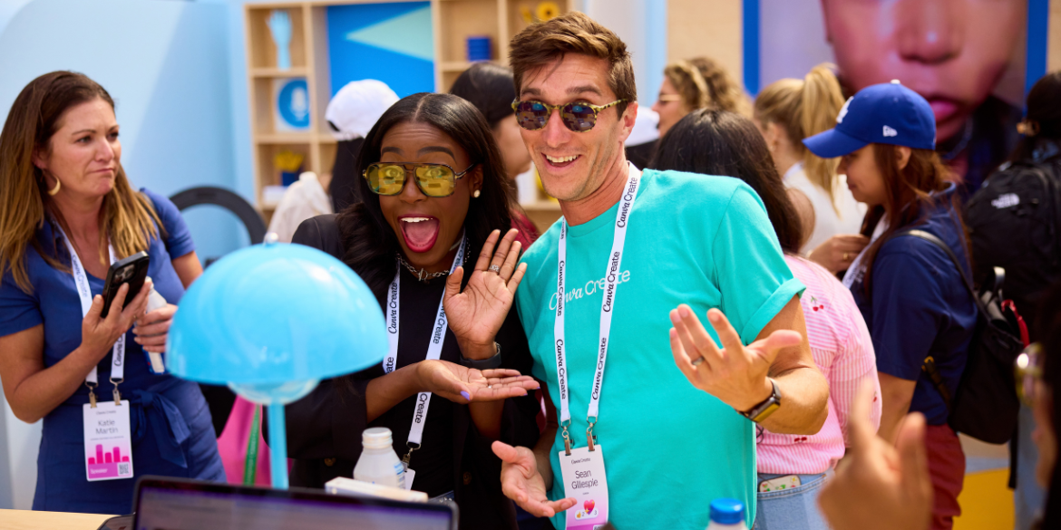 People celebrating at Canva Create - the company's annual customer event.