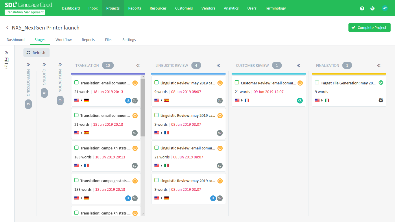 Language Cloud Kanban