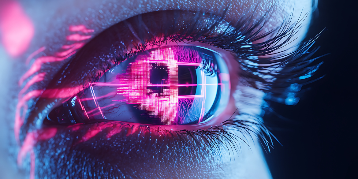Picture of an eye with digital overlay.