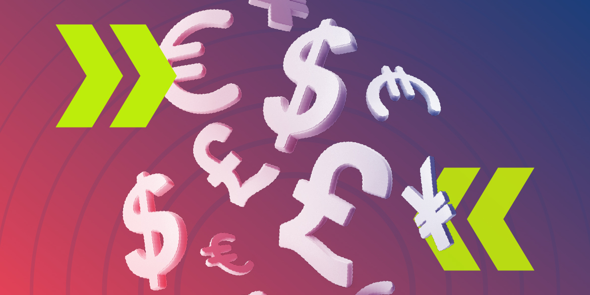 Images of different currency symbols