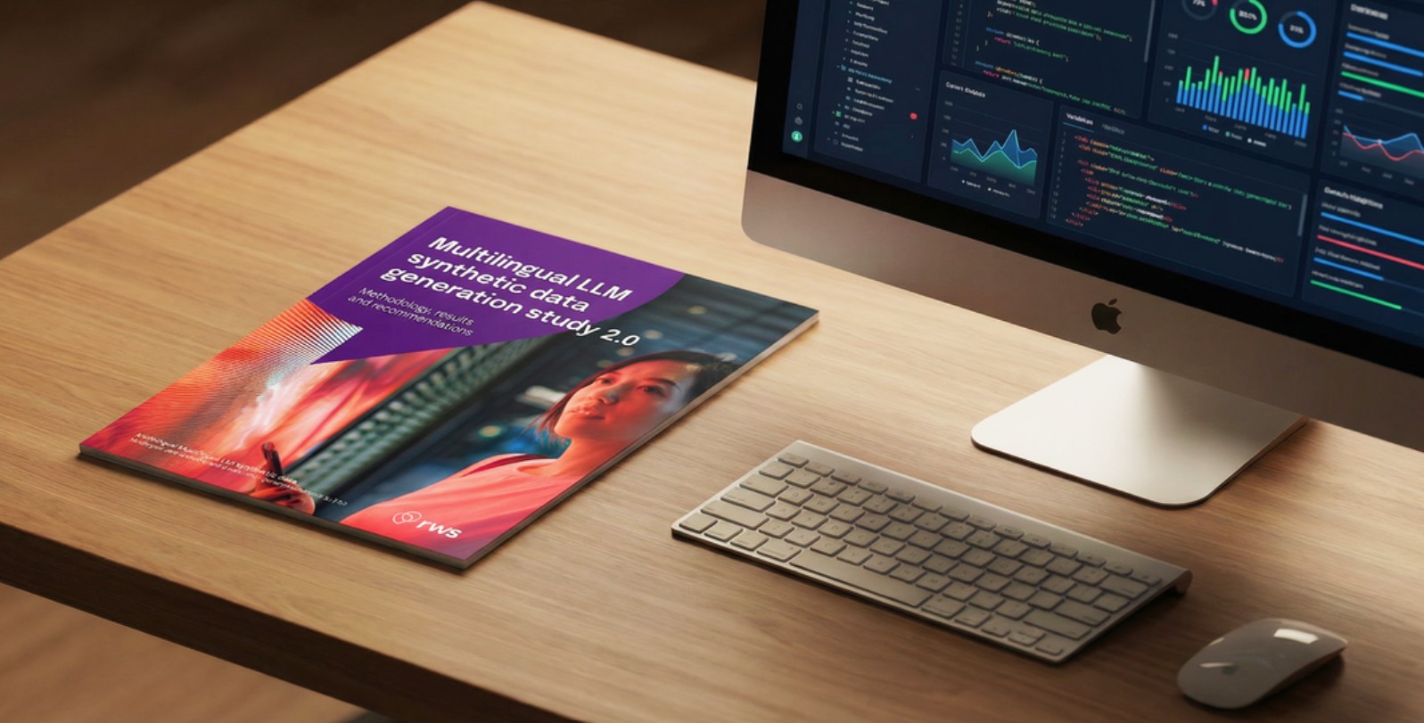 Desk with report and digital screen