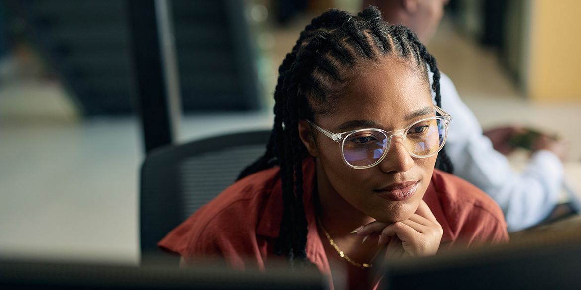 Picture of woman looking at laptop