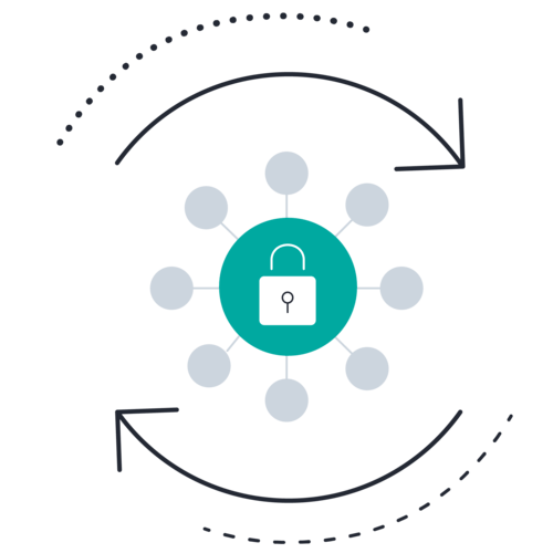 Padlock network circle arrows